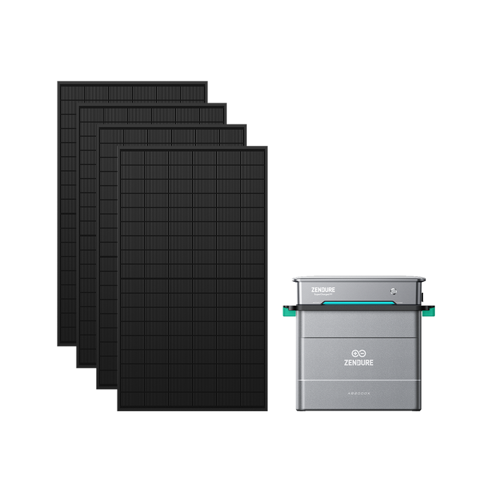 Système Zendure SolarFlow Hyper 2000 avec batterie AB2000 et panneaux solaires