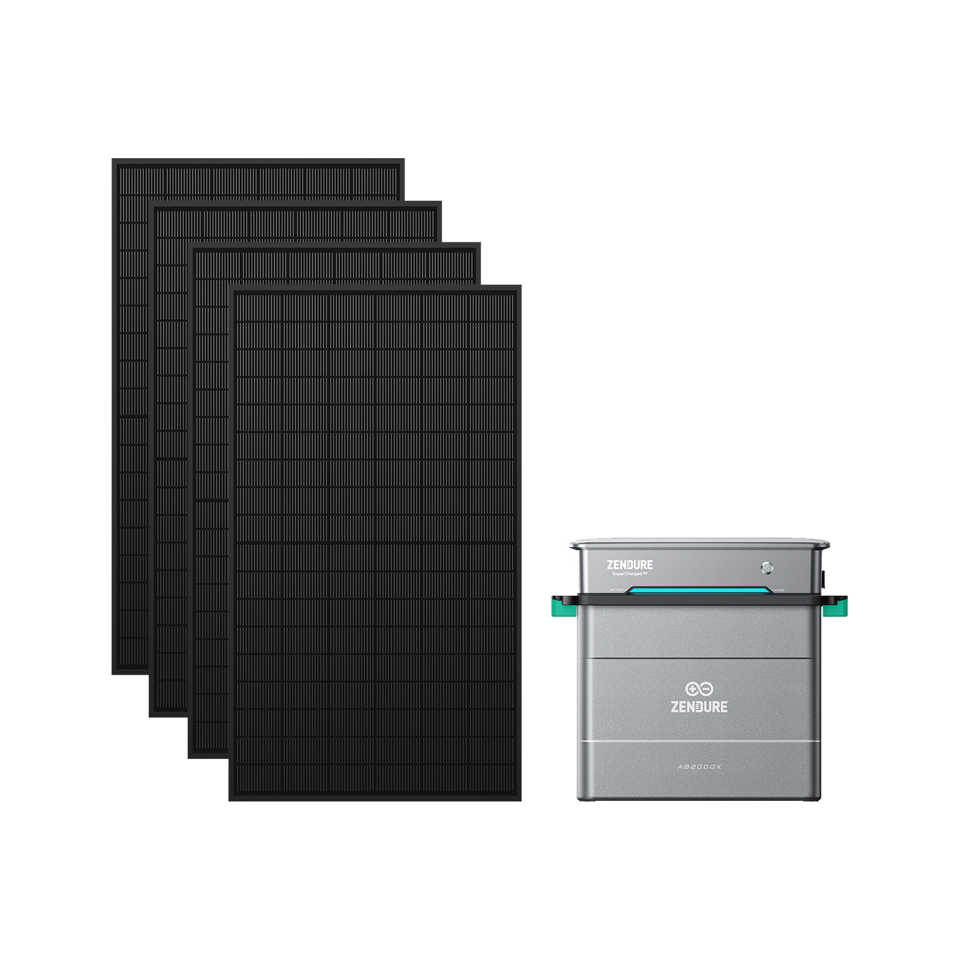Système Zendure SolarFlow Hyper 2000 avec batterie AB2000 et panneaux solaires