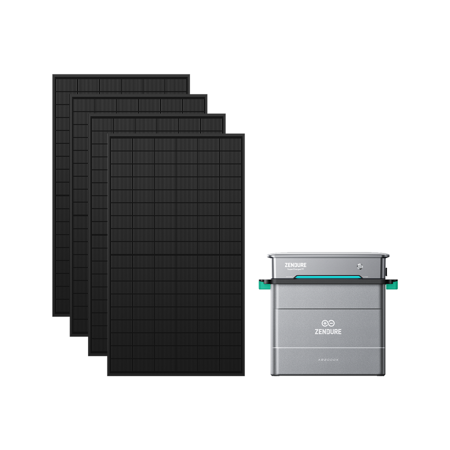 Système Zendure SolarFlow Hyper 2000 avec batterie AB2000 et panneaux solaires